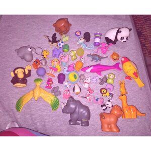 Lot Of 44 Mixed Animal Character Toys - Figures Keychains Interactive Bird Toy